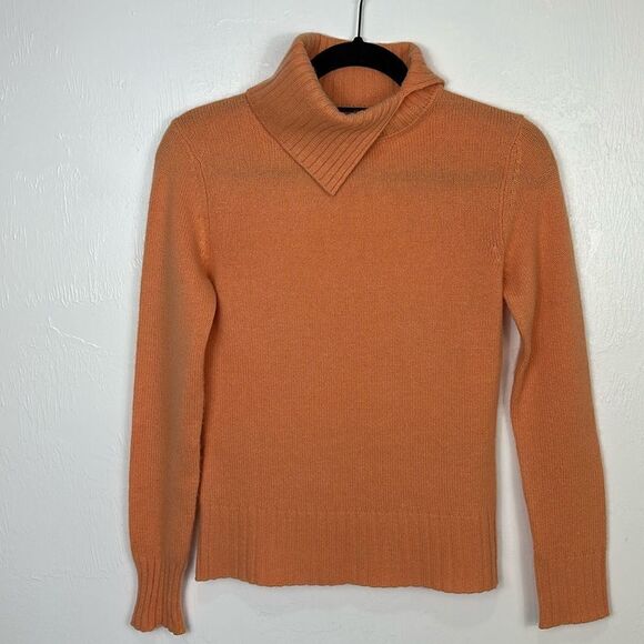 Charter Club Cashmere Orange Split Turtleneck Sweater Size S - Picture 1 of 8
